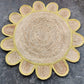 Handmade Yellow Scalloped Round Jute Rug - MAIA HOMES