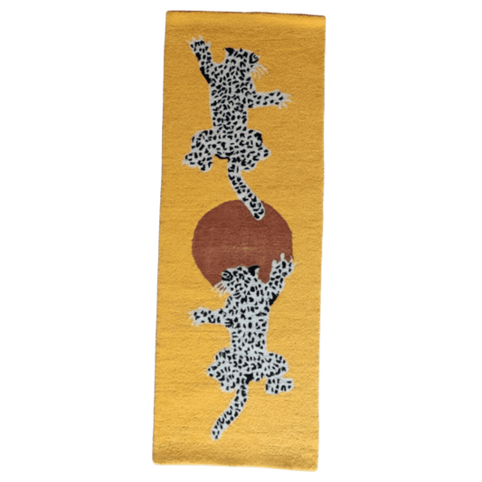 Leopards on Silk Road Tufted Wool Rug Runner