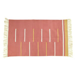 Handwoven Peach and Yellow Minimalistic Cotton Rug with Fringes