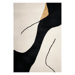 This contemporary area rug showcases a striking abstract design with bold black and beige swirls, perfect for adding a modern touch to any living room. Crafted from high-quality wool, this 8x10 rug offers both style and comfort, making it an ideal choice for living room area rugs.