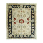 Ivory Elegance Hand Knotted Area Rug featuring a classic floral design with a vintage Persian style, ideal for living room rugs 8x10. The intricate patterns and warm beige tones add a touch of sophistication to any space.