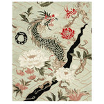 Beautiful Jade Dragon Vine Hand Tufted Area Rug featuring intricate dragon and floral designs. This wool rug offers a unique aesthetic perfect for living room rugs 8x10, adding elegance and style to any area rugs for living room.