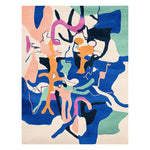 The Kaleido Field Flow Hand Tufted Rug is a vibrant area rug showcasing an abstract design with bold colors like blue, orange, pink, and green. Perfect for adding a contemporary touch to living room area rugs, this wool rug offers a unique pattern that stands out as a large living room rug.