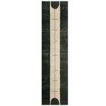 Top view of the Knot Dream Hand Tufted Wool Runner Rug, featuring a contemporary design with a sleek black and cream pattern, ideal for kitchens, hallways, or bathrooms. This wool rug combines elegance with durability, making it a perfect choice for modern decor.