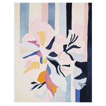 The Luminous Bloom Flow Hand Tufted Rug showcases a vibrant floral design with soft hues of pink, blue, and yellow, perfect for contemporary decor. This wool area rug adds a touch of elegance to any large living room, making it an ideal choice for those seeking stylish area rugs for living room spaces.