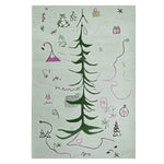 A beautifully hand-tufted area rug featuring an abstract Christmas tree design, perfect for bringing a festive touch to your living room. This wool rug, measuring 8x10, showcases a whimsical pattern with playful holiday motifs, ideal for cozy living room area rugs.