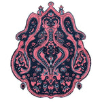 The Midnight Mirage Hand Tufted Rug showcases an elegant and intricate design, perfect as an area rug for a living room. This vintage wool rug features a captivating abstract pattern in shades of midnight blue and soft pink, ideal for adding a touch of sophistication. Measuring 8x10, it's an excellent choice for those seeking stylish living room rugs.