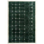 Top view of the Mosaic Haven Hand Tufted Wool Rug, a stylish area rug perfect for contemporary living rooms. This 8x10 wool rug features a unique geometric pattern with a deep green and cream design, ideal for adding a modern touch to your living room area.