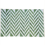 Natural Vegetable Dyed Indian Dhurrie Reversible Cotton Rug - Chevron Green