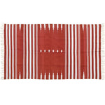 Natural Vegetable Dyed Indian Dhurrie Reversible Cotton Rug - Red