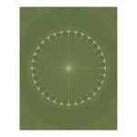 Elegant Olive Green Moon Art Deco Hand Tufted Wool Rug showcasing a circular geometric design, perfect for adding a touch of sophistication to any living room or office space. This area rug offers a blend of style and comfort, making it an ideal choice for rugs for living room and office rugs.