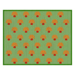 This vibrant area rug features a lively pattern of orange palm trees against a fresh green background, crafted from tufted wool. Perfect for adding a splash of color to any bedroom or living room, this wool rug combines style and comfort seamlessly.