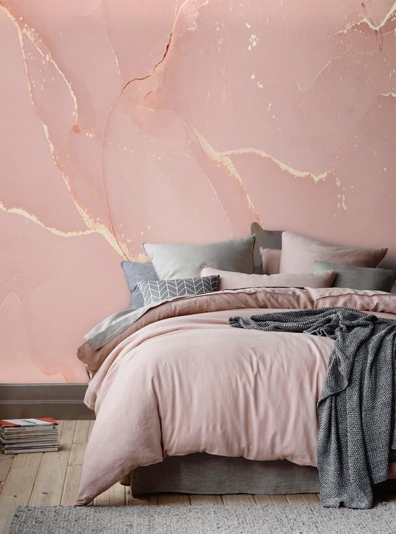 Pastel Blush Pink Marble Wallpaper Mural