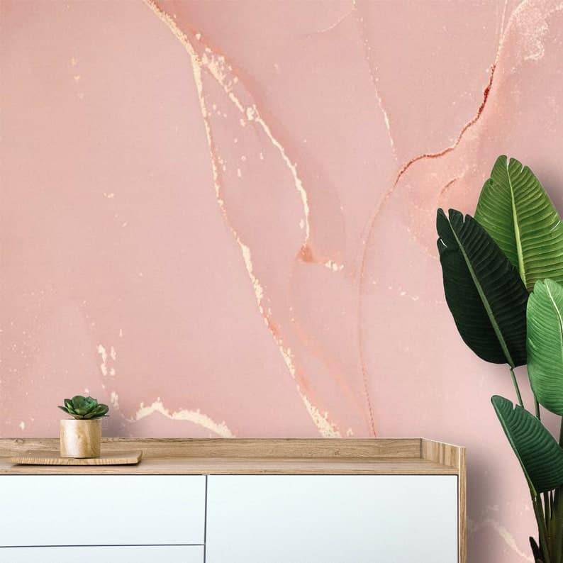 Pastel Blush Pink Marble Wallpaper Mural - MAIA HOMES