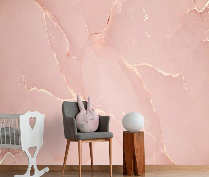 Pastel Blush Pink Marble Wallpaper Mural - MAIA HOMES