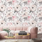Pastel Vintage Blush Pink Floral Wallpaper