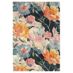 Vibrant floral area rug featuring a hand-tufted design with bold, colorful blooms on a soft wool background, perfect for large living room spaces.
