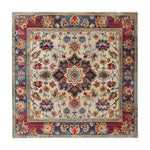 A vibrant Persian Palette Hand Tufted Rug featuring a floral design in rich colors. This square area rug is perfect for adding a vintage touch to your living room. Made from quality wool, this elegant rug showcases intricate patterns typical of Persian rugs, making it a standout piece among living room area rugs.