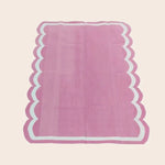 Pink Handwoven Reversible Cotton Scalloped Rug 3' x 5'