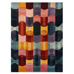 Vibrant Prism Patch Hand Tufted Area Rug featuring an abstract geometric design with waves of colorful patterns, perfect for adding a modern touch to any living space. This contemporary wool rug in an 8x10 size serves as a striking centerpiece, ideal for large living rooms.