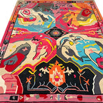 Vibrant Prismatic Core Hand Tufted Area Rug, 8 x 10 ft, perfect for large living rooms. This wool rug features a vintage design with abstract patterns in bold colors, ideal for adding a statement to any living room area.