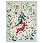 A beautifully crafted area rug featuring a whimsical design with a red reindeer surrounded by festive stars and greenery. This wool rug is perfect for adding a touch of charm to your space, making it an ideal choice for living room rugs in 8x10 dimensions.