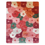 Rosy Meadow Hand Tufted Area Rug featuring a vibrant floral pattern in shades of red, pink, and green. This wool rug is perfect for adding a touch of nature to your living room. Available in 8x10 size, it's an ideal choice for those looking to enhance their decor with a stylish floral rug.