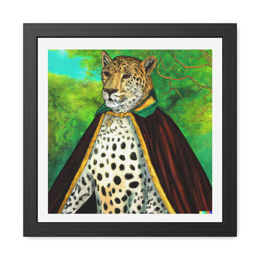 Royal Leopard in Red Robe Framed Poster Wall Art - MAIA HOMES