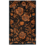 This Rust Reverie Hand Tufted Area Rug showcases an elegant floral design with rich rust tones on a deep black background. Ideal for adding a vintage touch to your living room, this wool rug combines timeless style with modern durability, making it a perfect choice for living room area rugs.