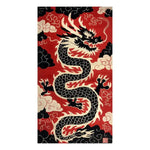 Vibrant Scarlet Shadow Dragon Hand Tufted Rug featuring a bold dragon design in black and white against a rich red background. This large area rug is perfect for adding a dramatic touch to offices or living rooms. Made from high-quality wool, it's an ideal choice for those looking for stylish rugs for office spaces or large area rugs for the living room.