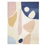 Contemporary area rug with an abstract design in pastel hues including pink, blue, and beige. This wool rug is perfect for adding a modern touch to living rooms, offering both style and comfort as a large living room rug.