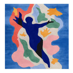 Vibrant Shadow Dance Rhythm Hand Tufted square area rug with a contemporary abstract design featuring bold colors like blue, red, green, and yellow, perfect for adding a modern touch to your living room. This wool rug showcases a dynamic silhouette pattern, ideal for those seeking artistic area rugs to enhance their home decor.