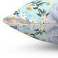 Sky Blue Chinoiserie Flower and Birds Throw Pillow - MAIA HOMES