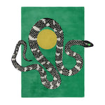 Snake and Sun Green Hand Tufted Wool Rug III