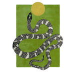 Snake and Sun Hand Tufted Wool Rug - Moss Green II