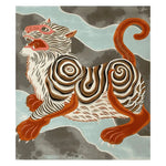 The Spiral Tiger Roar Hand Tufted Rug showcases a striking abstract tiger design in vibrant orange and black swirls, set against a rich background. This contemporary wool area rug, sized perfectly for living room spaces 8x10, combines bold artistry with the cozy warmth of a wool rug, enhancing any modern decor.