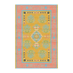 Vibrant Spring Blossom Traditional Hand Tufted Area Rug featuring a colorful floral pattern with a blend of pink, blue, and green hues, perfect for adding a boho touch to your living room or dining room. This wool rug is ideal for those seeking formal dining room rugs or a lively addition to living room and dining room spaces.