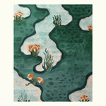 This vibrant area rug features a contemporary design with abstract floral patterns in shades of green and orange. Perfect for adding a touch of elegance to any living room, this wool rug measures 8x10, making it ideal for large spaces. The hand-tufted construction ensures durability and style, making it one of the best large area rugs for living rooms.