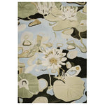 The Still Pond Serenity Hand Tufted Rug showcases a tranquil design of blooming lilies and abstract patterns, perfect for adding a touch of nature to any living room. This contemporary wool area rug captures a serene pond scene with soft hues of green and blue, making it an ideal choice for those seeking stylish and elegant living room area rugs.