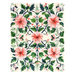 A beautiful Tranquil Garden Hand Tufted Area Rug featuring a vibrant floral design, perfect for adding elegance to any living room. This wool rug showcases large pink flowers and lush green leaves, making it an ideal choice for those seeking area rugs for living room with a touch of nature.