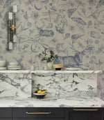 Vintage Botanic Blue Wallpaper