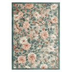 This beautiful area rug features an intricate floral design with soft pink and white flowers set against a soothing green backdrop. Perfect for adding elegance to any living room, this hand-tufted wool rug combines style and comfort, making it an ideal choice for area rugs for living rooms.