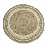 White Trim Natural Hanna Hand Braided Round Jute Rug