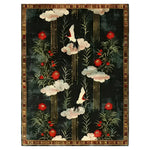 Elegant area rug featuring a vibrant floral design with white wings and crimson petals, hand-tufted from wool. Perfect for adding a touch of sophistication to living rooms, dining rooms, or bedrooms. This beautiful floral rug can enhance any formal dining room setting with its intricate patterns and luxurious feel.