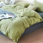 100% Cotton Duvet Cover Set - Parrot Green Cotton Sheet Set