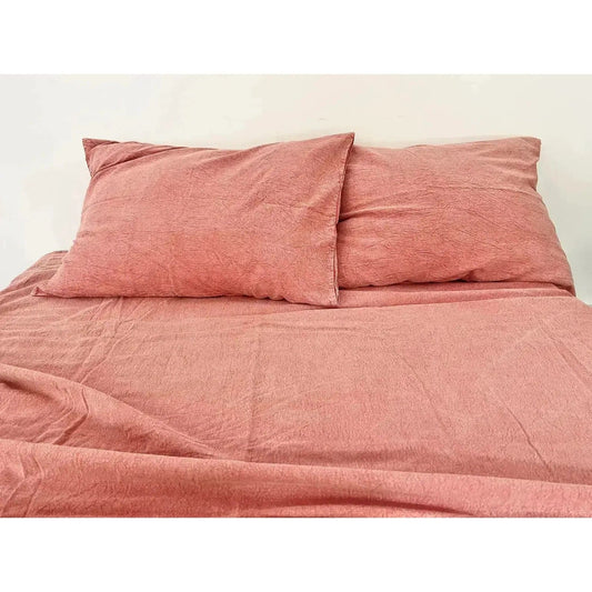 100% Pure Linen Duvet Set - Stone Washed Red Brick - MAIA HOMES