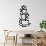 3 Cups of Coffee Wall Metal Decor Black