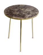 Amethyst Round Coffee Side Table 16 inches R.Gold Edge & Legs