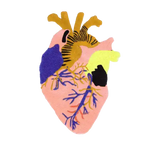 Anatomical Heart Shaped Area Rug in peach color, crafted from wool, perfect for adding a unique touch to offices or living rooms. This decorative wool rug features vibrant colors and intricate design, ideal for those seeking stylish living room area rugs or distinctive rugs for office spaces.