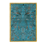Elegant Birds of Paradise Traditional Hand Tufted Wool Rug in blue, perfect for enhancing any office or living space. This 8x10 area rug features intricate bird and foliage patterns, ideal for adding a touch of sophistication to office rugs or living room decor.